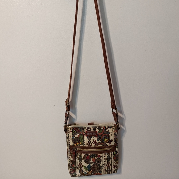Sakroots Owl Peace Crossbody Purse with Owl Floral Print - Adjustable Strap - Picture 6 of 8